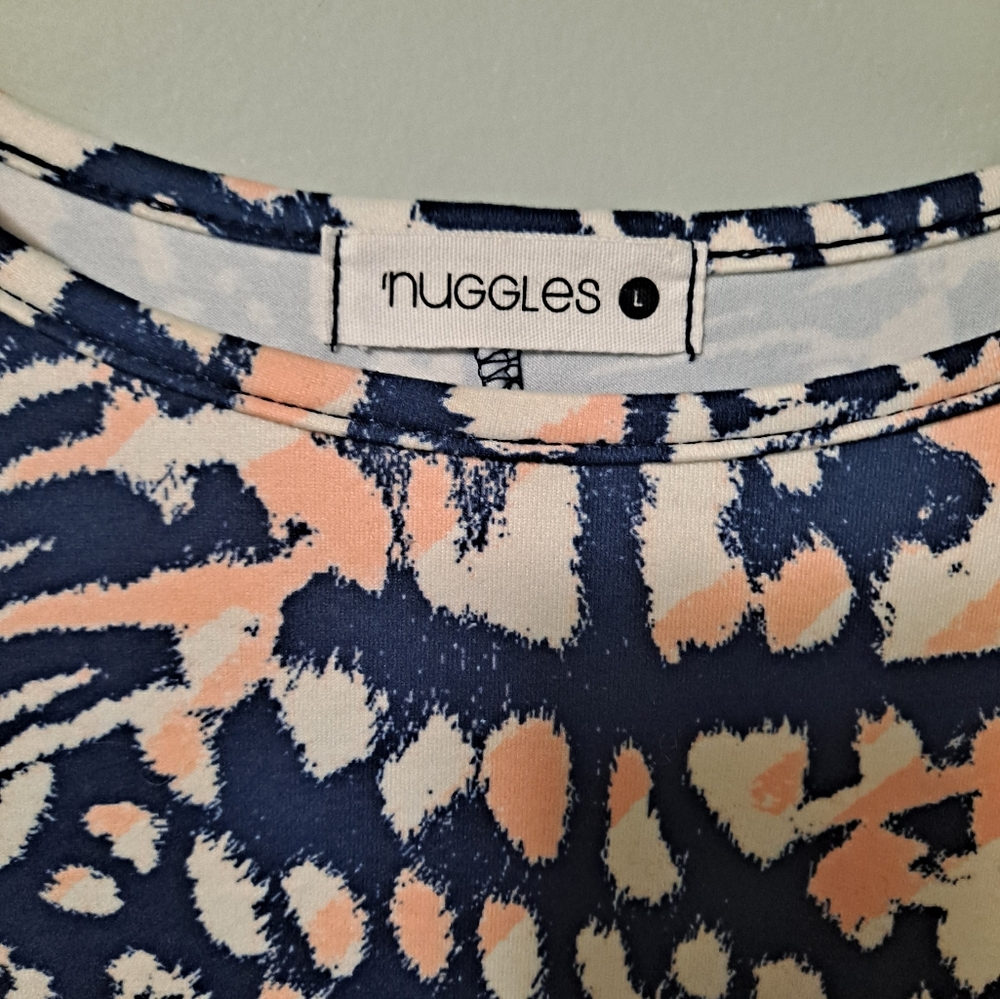 NUGGLES Urban Navy and Pink Patterned Women's Top And Ruffled Annabelle Skirt - Picture 2 of 7